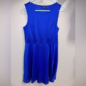 APT. 9 Women's Royal Blue Eyelet Textured Fit & Flare‎ Sleeveless Dress Size 14